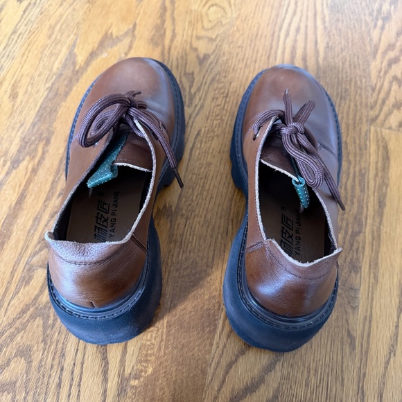 Brown Modern Chunky Platform Oxford Shoes US 6.5–7 New - Picture 4 of 12
